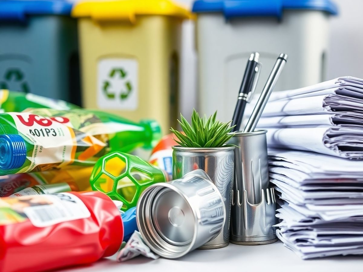 Deșeuri transformate în obiecte utile, lângă coșuri de reciclare