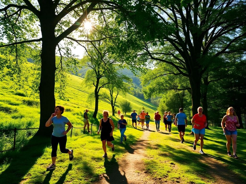 Oameni bucurându-se de activități în natură.